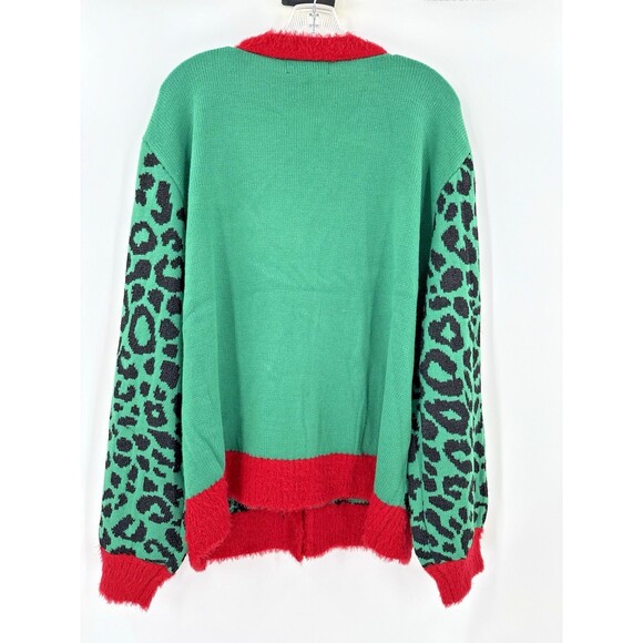 NEW 33 Degrees Women's XXL Green Red Cat Lover Ugly Christmas Sweater Party - Picture 8 of 15